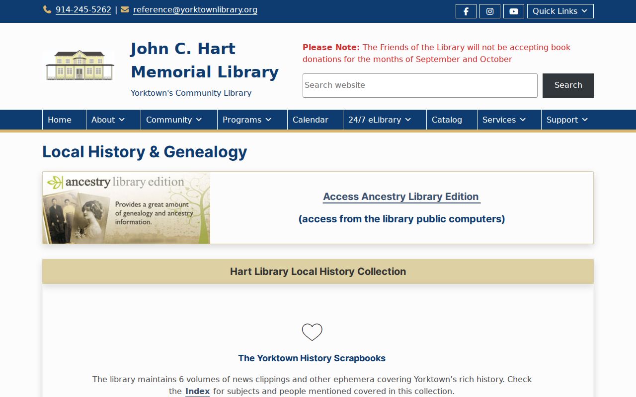 Yorktown city directory Hart Library local history resources