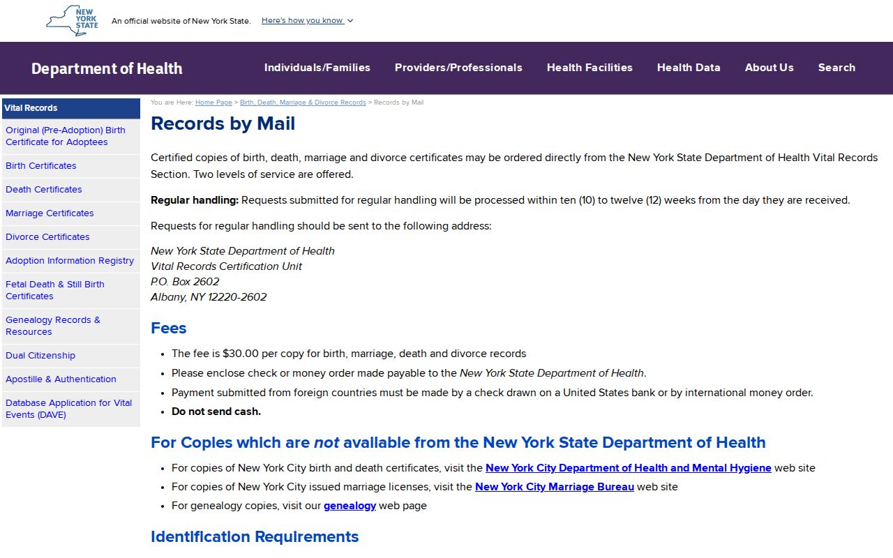 Yorktown resident lookup New York vital records application instructions